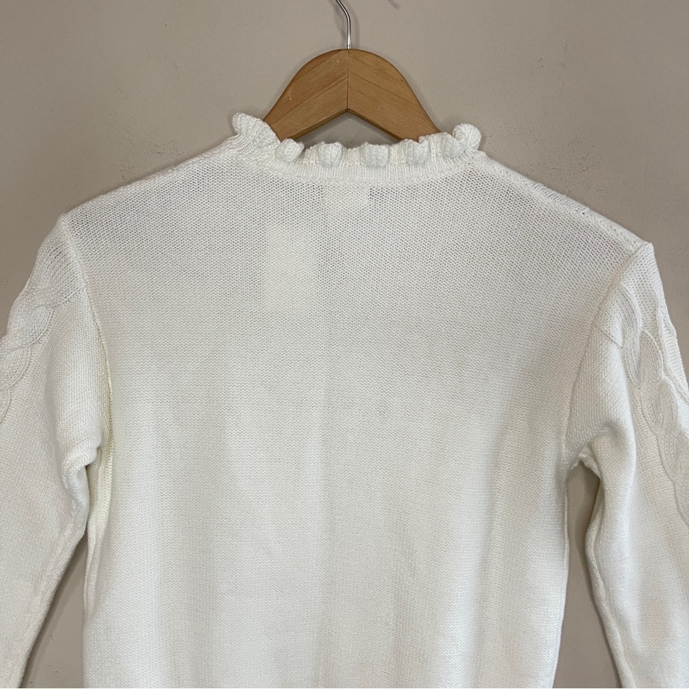 NWT CREWCUTS Girls White Mockneck Cable Knit Sweater in White (Flawed) - Picture 9 of 11